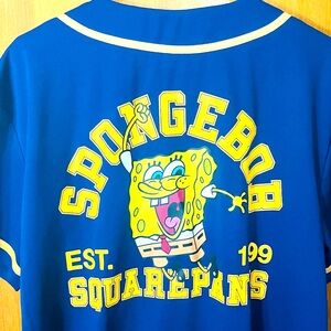 Nickelodeon 2023 SpongeBob SquarePants Men’s L Baseball Jersey Blue Polyester